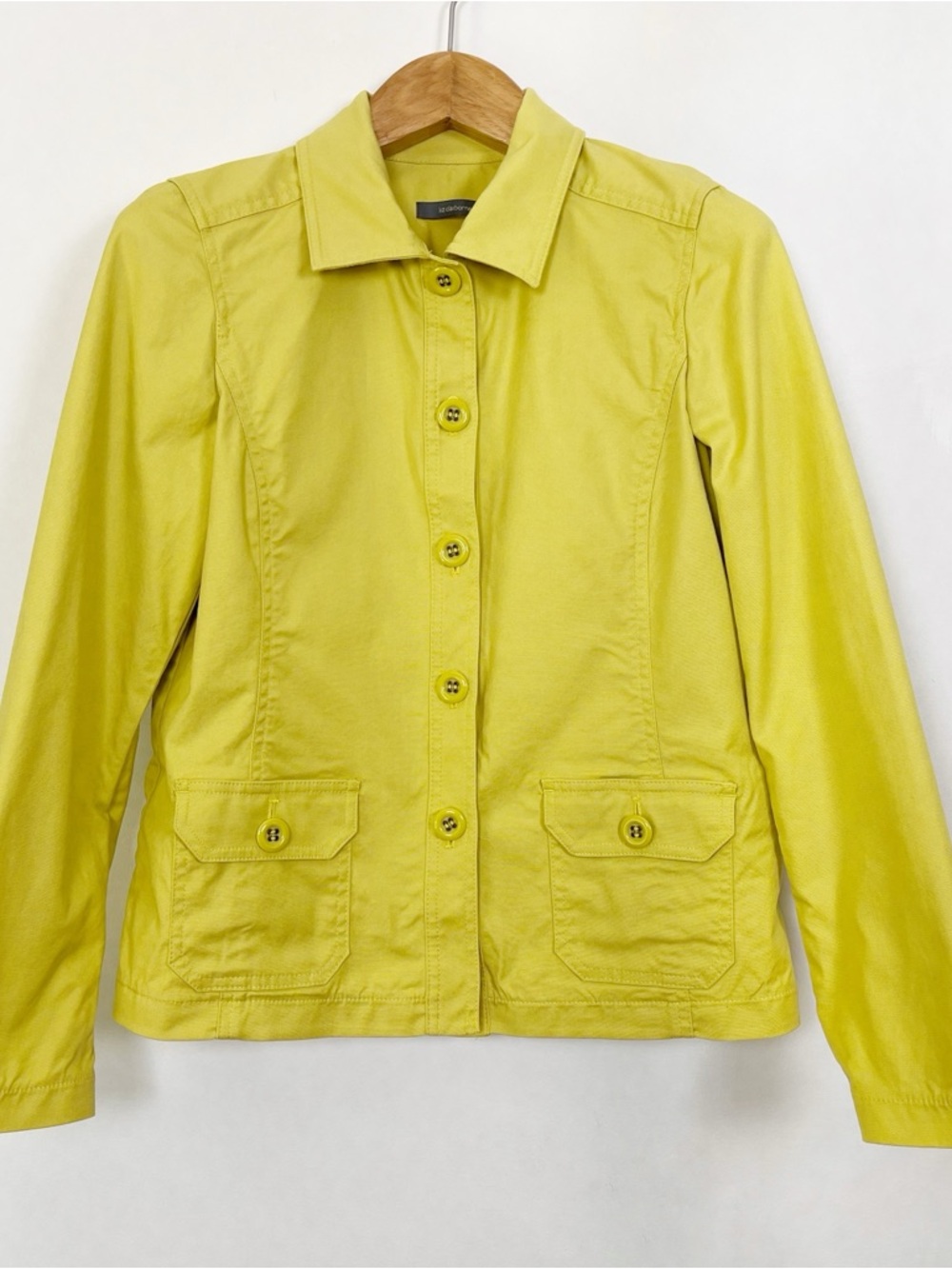 Liz Claiborne Yellow Cotton Button-Front Utility Jacket Size 12 Classic‎